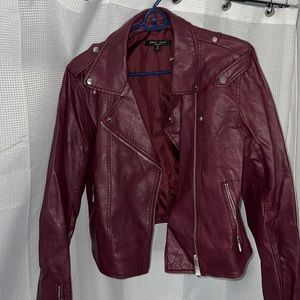 Women maroon leather jacket